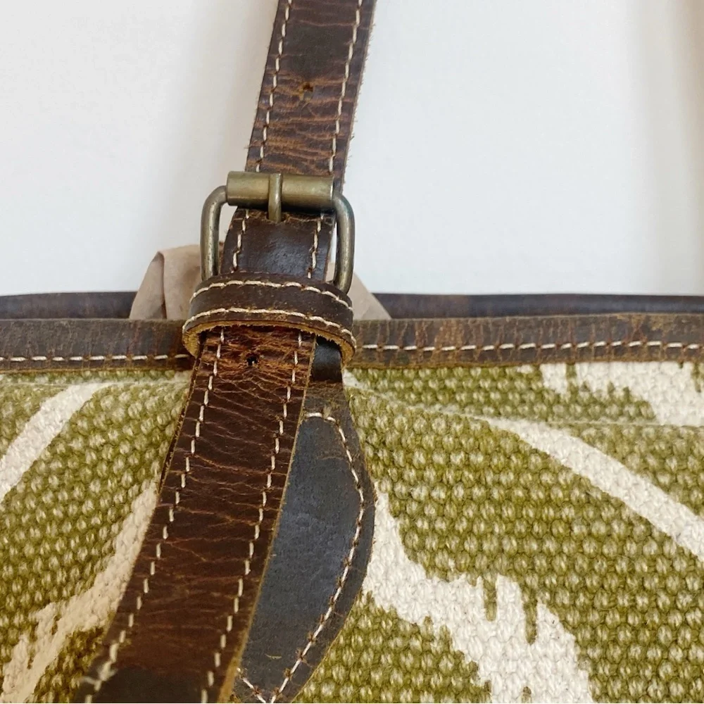 Myra Bag Canvas and Leather Adjustable Shoulder Bag Tote Purse Cotton